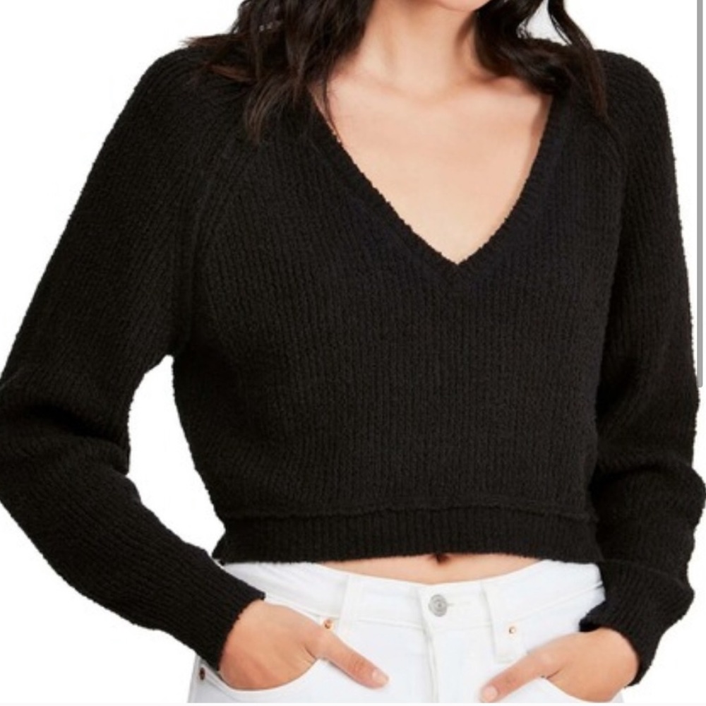 Free People Vneck Crop Sweater